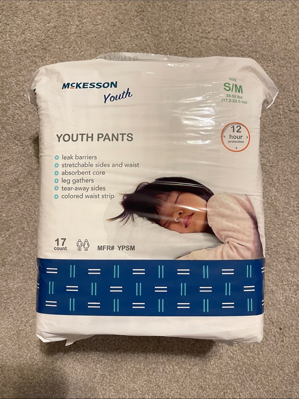 Youth Pants S/M White - 16 Count